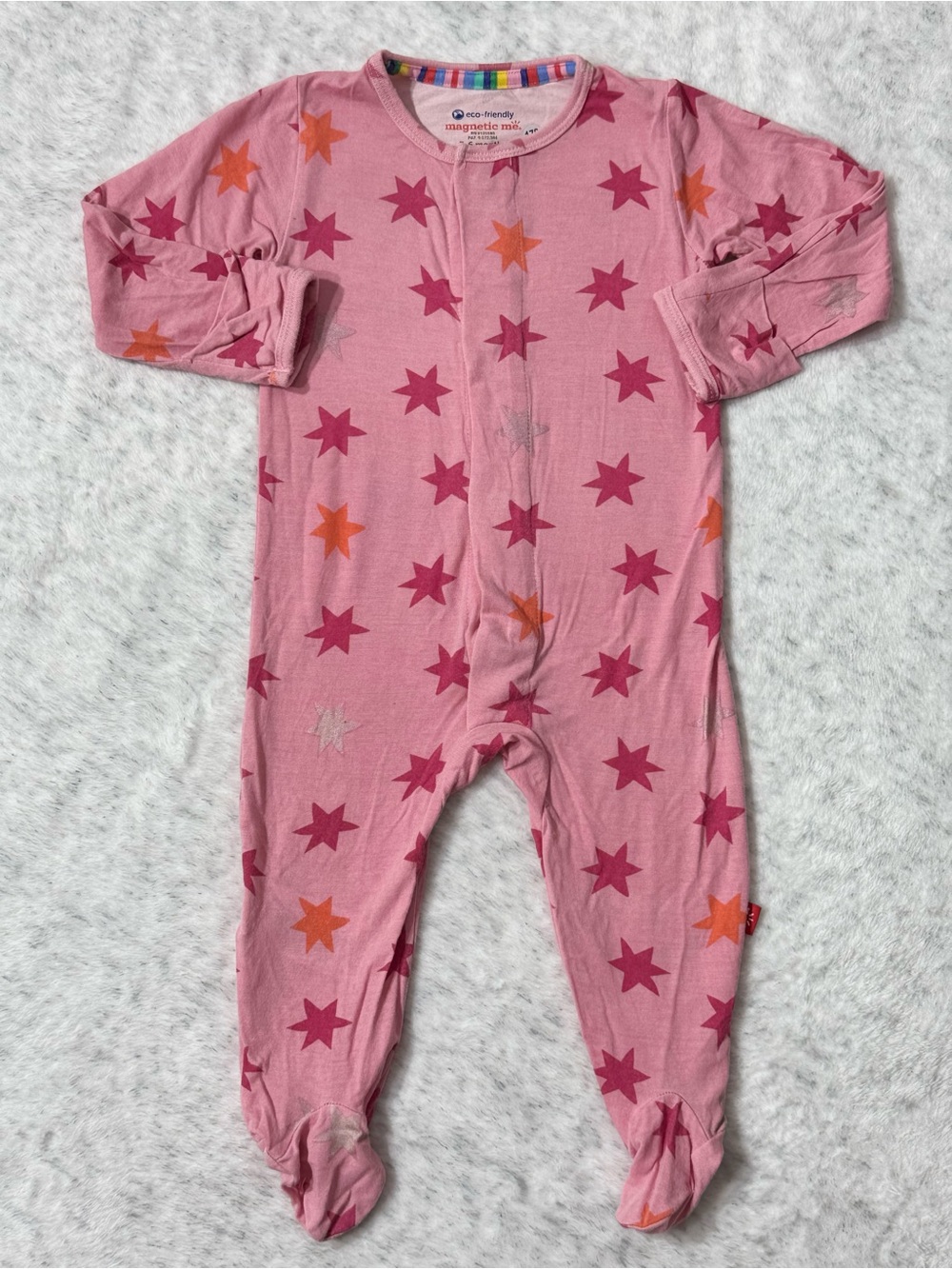 Magnetic Me Pink Star Footie Sleeper 3-6M Baby Girl Modal Dusty Celestial